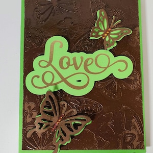 Tarjeta de amor con mariposa, tarjeta con mariposa en relieve, hermosa tarjeta de amor para enviar, tarjeta para ella