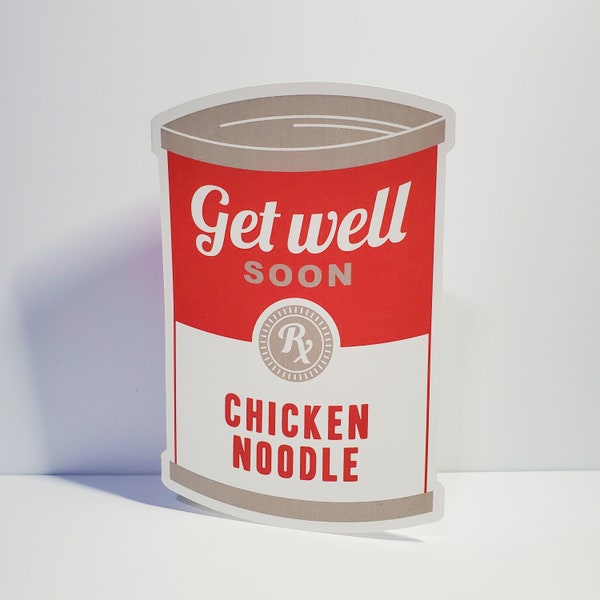 Funny soup can get well card handmade, feel better card