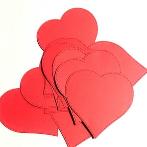 Rote genähte Papierherzen aus Karton, 2,5 Zoll, 20 Stück, gestanzte Herzen, Papierherzen, Herz Cut Outs, Valentinstag Herzen