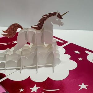 Tarjeta emergente de unicornio hecha a mano, tarjeta de cumpleaños emergente de unicornio para niños, tarjeta para enviar