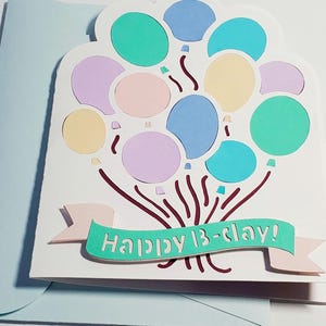 Carte d'anniversaire ballon faite main, carte d'anniversaire bouquet de ballons pour lui, soeur, oncle, carte de joyeux anniversaire, c'est votre carte d'anniversaire à envoyer