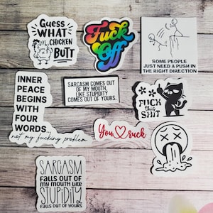 Funny Sarcastic Sticker Pack: Adult Humor, Matte Stickers (Set of 9)