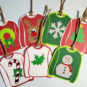 Etichette regalo per maglioni, etichette regalo fatte a mano, set di 7 brutte etichette regalo per maglioni natalizi, etichette regalo fatte a mano