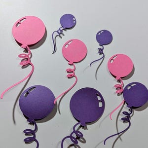 20 die cut balloons, paper balloons cut outs, multiple sizes and colors