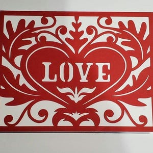 Tarjeta de amor roja y blanca hecha a mano, tarjeta del día de San Valentín, tarjeta de aniversario, tarjeta para ella, tarjeta para él, tarjeta para enviar, tarjeta para mostrar tu amor