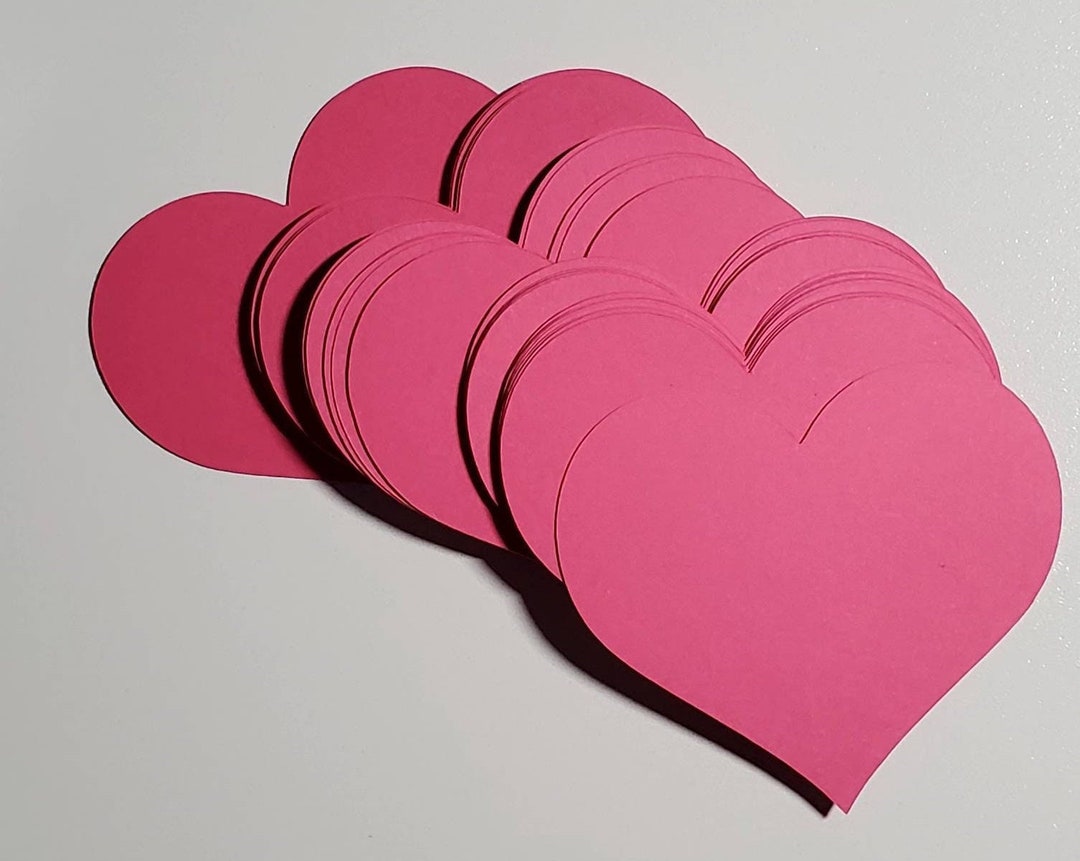 20 Pack of 3 Inch Pink Die Cut Paper Hearts, Pink Cardstock Paper Heart
