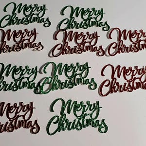 Découpes scintillantes Joyeux Noël, paquet de 10 formes de papier cartonné Joyeux Noël pour la fabrication de cartes et le scrapbooking