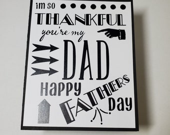 Black and white Father's day card handmade, card for dad, thanks dad card, Father's Day card to give, card to send