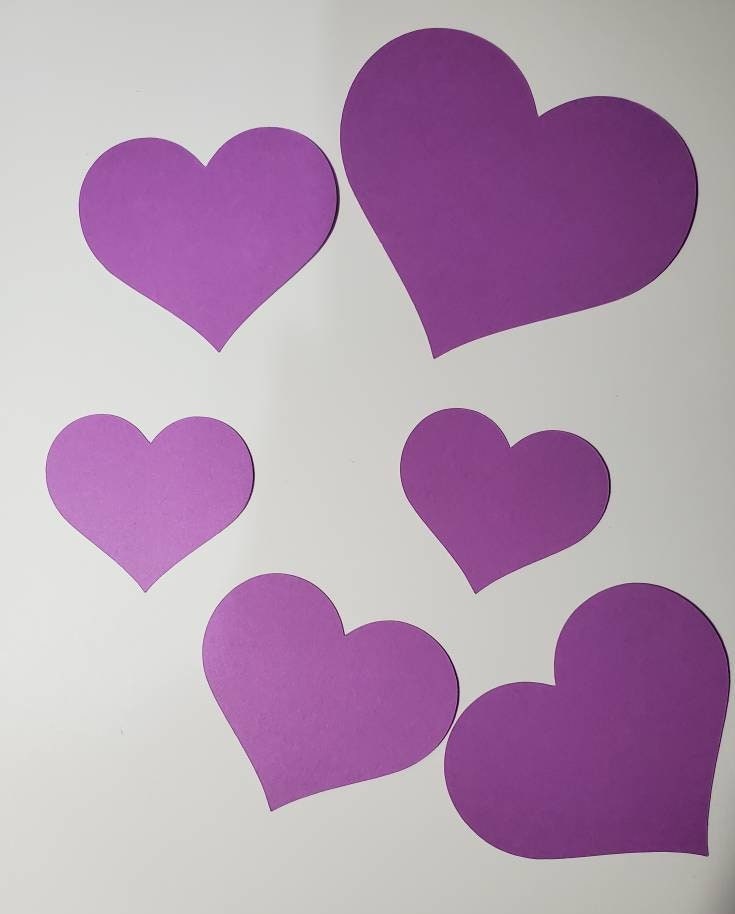 25 Die Cut Paper Hearts, Multiple Colors and Sizes, Cardstock Paper
