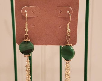 Green and Gold dangle earrings