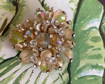 Stunning 1960s Coro Vendome Signed MCM Crystal Rhinestone Earrings Dangle Clip On Bridal Formal Jewelry Mid Century Statement Glam