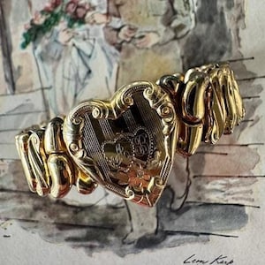 希少 黒入荷！ 1940s Etsy - Bracelet Expansion Locket Sweetheart アクセサリー