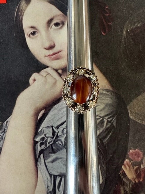 1990s Tiger Eye Statement Ring Adjustable Size 7 … - image 1