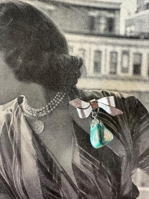 Mid Century Dangle Abalone Shell Brooch, Vintage … - image 8