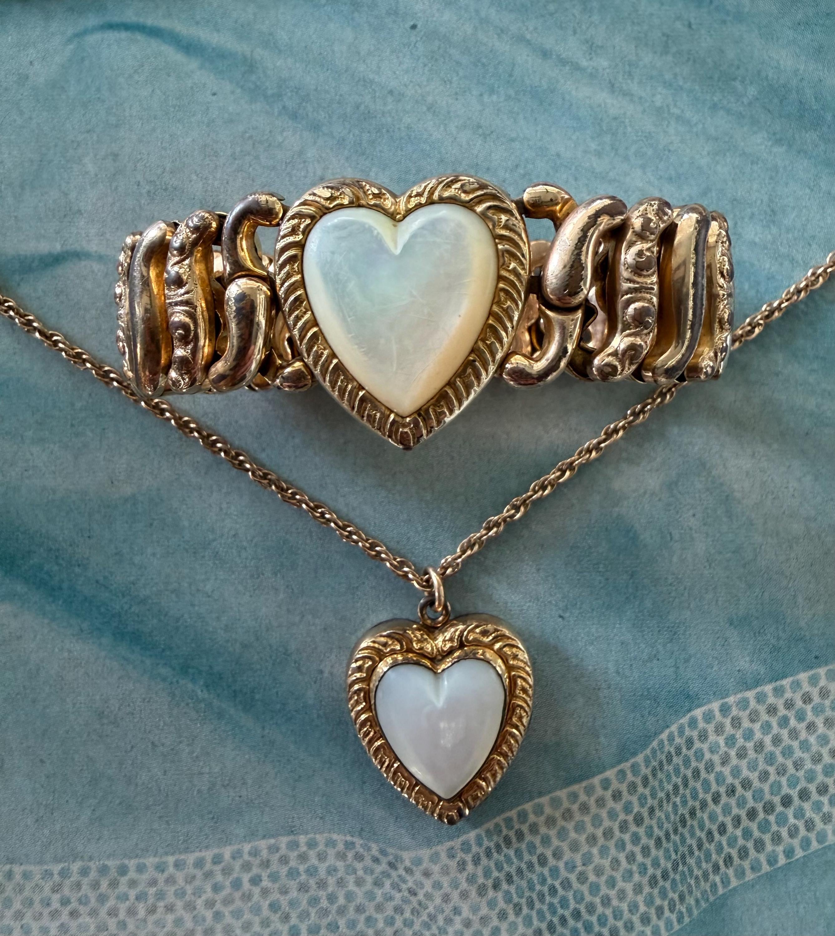 1940s Mother of Pearl Sweetheart Expansion Bracelet & Heart