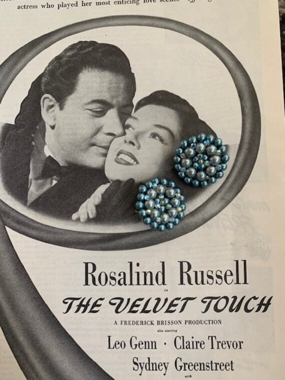 1960s Dusty Blue Green Pearl Button Earrings, 60s… - image 2