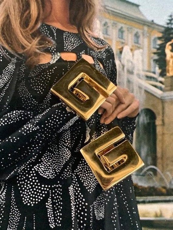 Iconic Gold "G"Givenchy Earrings, Chunky 80s Gold 