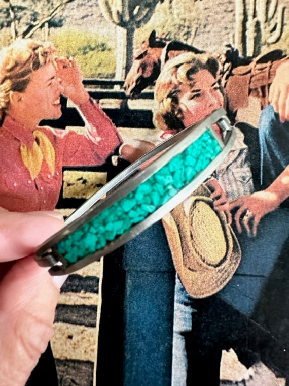 80s Alpaca Mexico Turquoise Composite Bracelet, T… - image 7