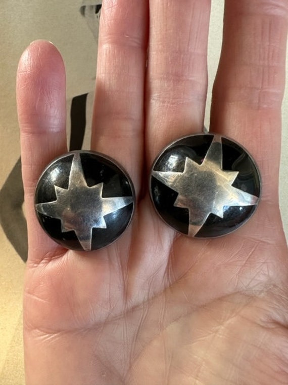 Vintage Sterling Star Button Earrings, Star Butto… - image 8