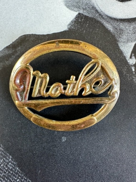 1940s Gold Plated Mother Brooch, Gold Mother Pin, 