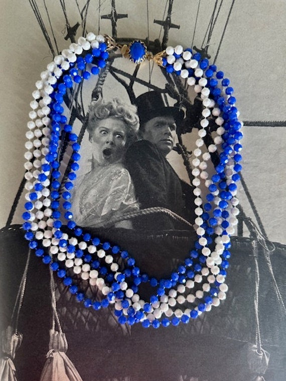50s Six Strand Plastic Beaded Necklace, 50s Neckl… - image 2