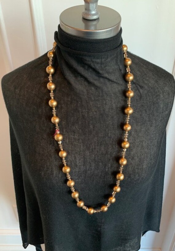 Carolee Gold Matte Glass Large Beaded Necklace, V… - image 9