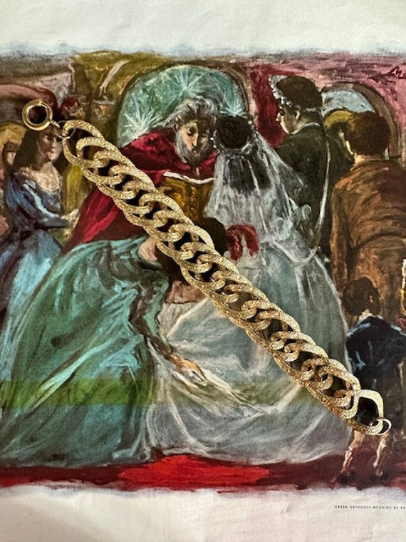 Antique Ornate Chain Link Bracelet, Antique Gold L