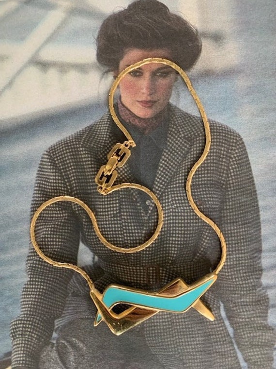 Givenchy 1981 Signed Enamel & Gold Choker w/Doubl… - image 2