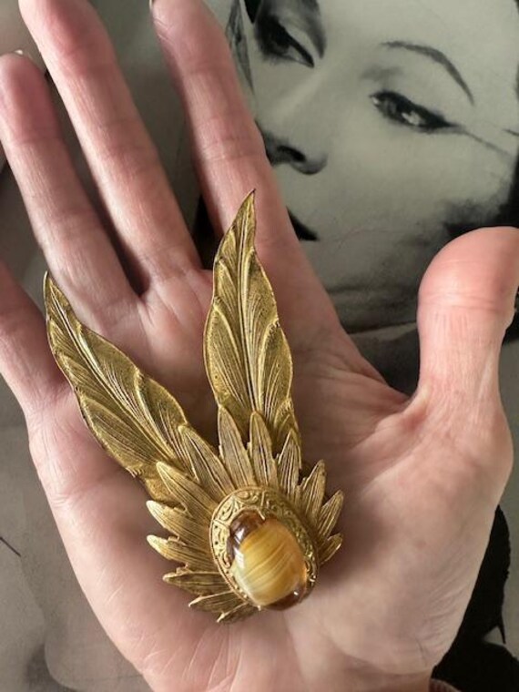 1960s Miriam Haskell Signed Vintage Brooch - Gold… - image 7