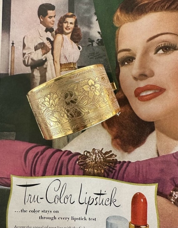 Vintage Signed Miriam Haskell Gold Floral Wide Cu… - image 8