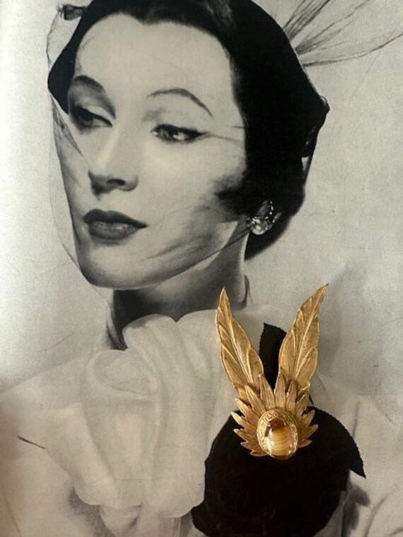 1960s Miriam Haskell Signed Vintage Brooch - Gold… - image 2