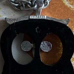 Vintage Parklane Stamped Owl Pendant, Vintage Owl Pendant, Black and Silver Owl Pendant, Vintage Owl Pendant, Owl Jewelry image 5