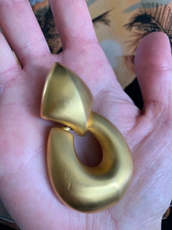 Givenchy Gold Matte Brushed Door Knocker Earrings… - image 5