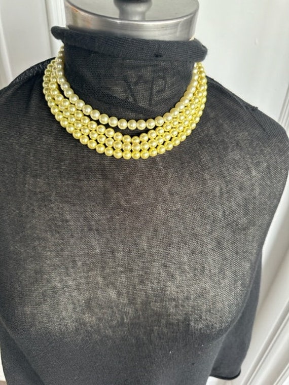 50s 4Strand Yellow Ombre Faux Pearl Necklace, 50s… - image 7