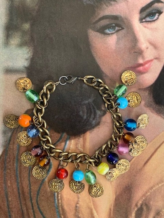 1950s Turquoise & Coral Fish Charm Bracelet | Chairish