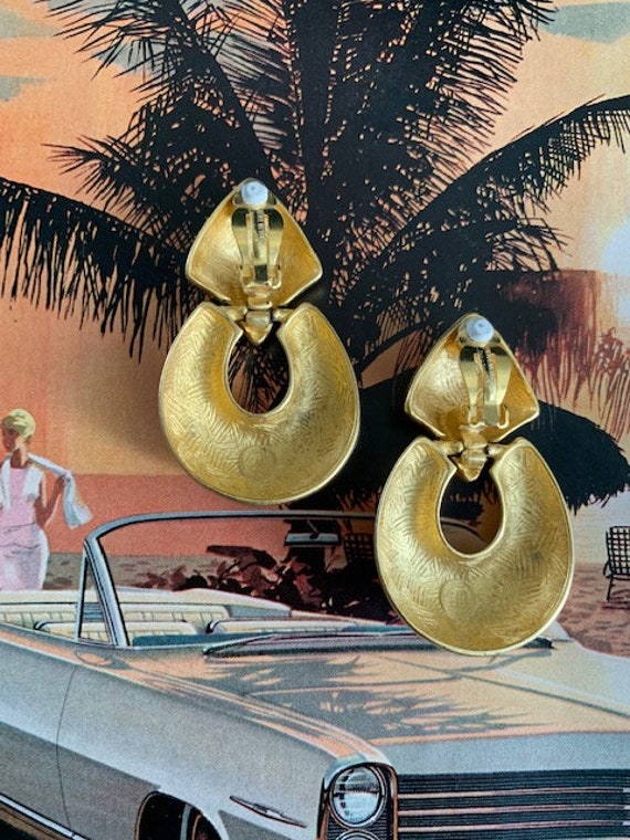 Givenchy Gold Matte Brushed Door Knocker Earrings… - image 6