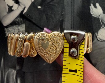 1940s Locket Sweetheart Expansion Bracelet With Matching Pendant