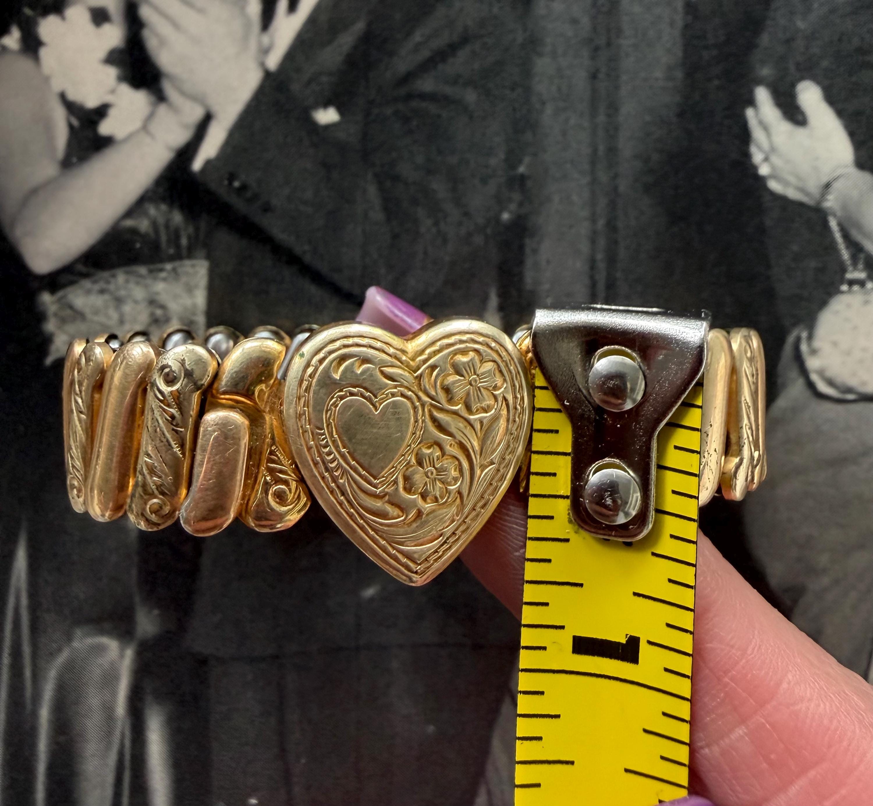 1940s Locket Sweetheart Expansion Bracelet With Matching Pendant