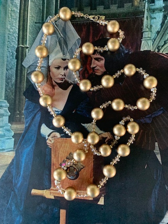 Carolee Gold Matte Glass Large Beaded Necklace, V… - image 5