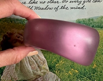 1980s Violet Frosted Asymmetrical Lucite Chunky Bangle Bracelet Translucent Sculptural Statement Bold Retro Modernist Accessory Jewelry