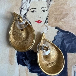 90s Monet Matte Gold Tone Tear Stud Earrings