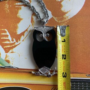 Vintage Parklane Stamped Owl Pendant, Vintage Owl Pendant, Black and Silver Owl Pendant, Vintage Owl Pendant, Owl Jewelry image 8