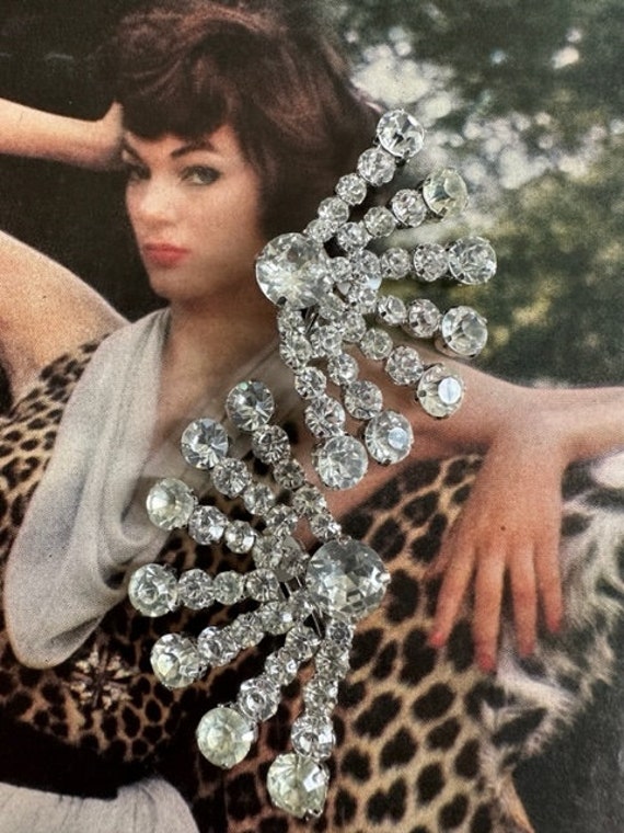 Mega Rhinestone Earrings, Radiating rhinestone Ea… - image 2