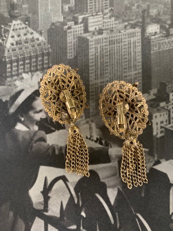 40s Tassel Clip on Earrings, 40s Earrings, 40s Je… - image 3