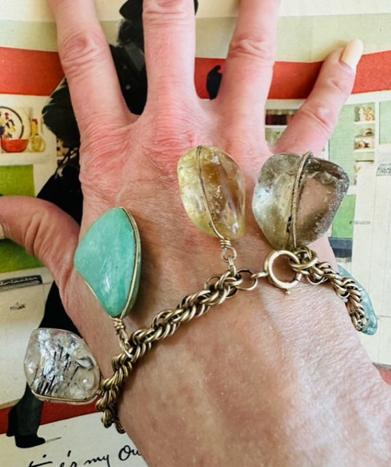 60 Polished Natural Chunky Stone Charm Bracelet, … - image 8