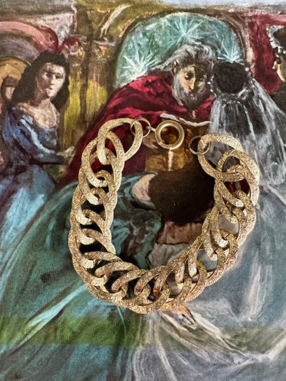 1910s Antique Chunky Ornate Chain Link Bracelet A… - image 3