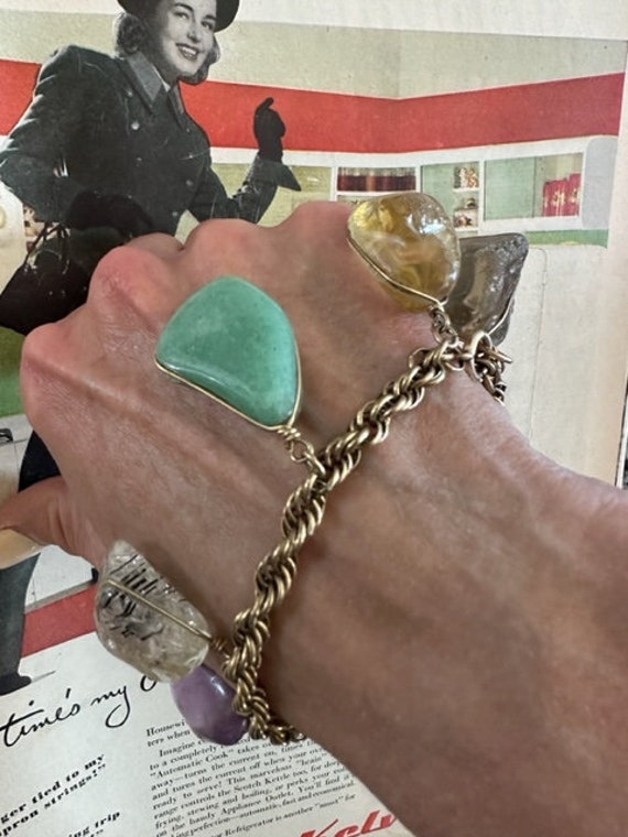 60 Polished Natural Chunky Stone Charm Bracelet, … - image 7