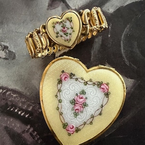 1940s Locket Sweetheart Expansion Bracelet With Matching Pendant