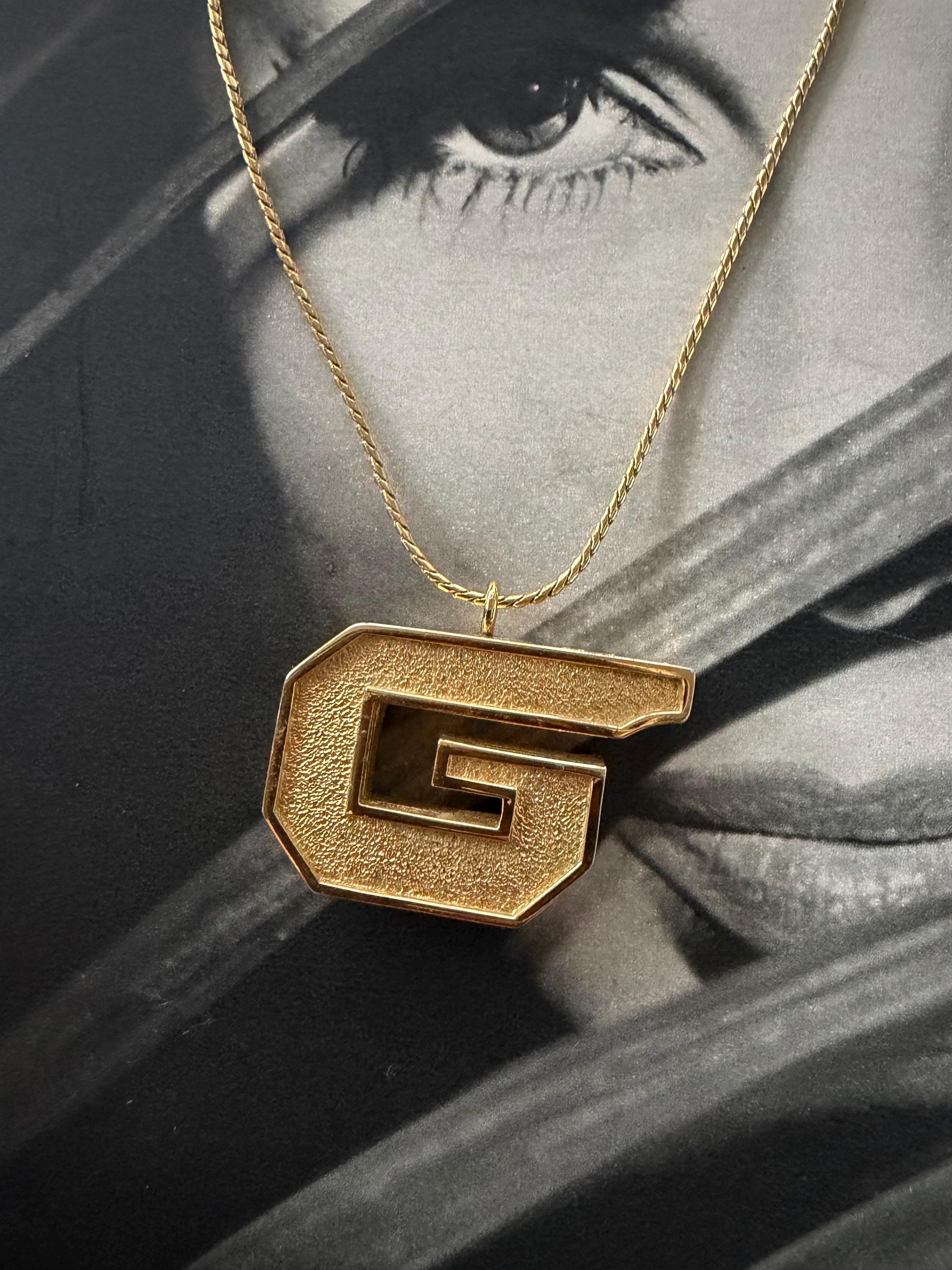 1979 Givenchy Signed Gold Tone G Whistle Pendant Rare Vintage 