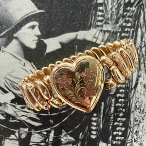 1940s Sweetheart Expansion Bracelet Pitman Keeler Signed Vintage